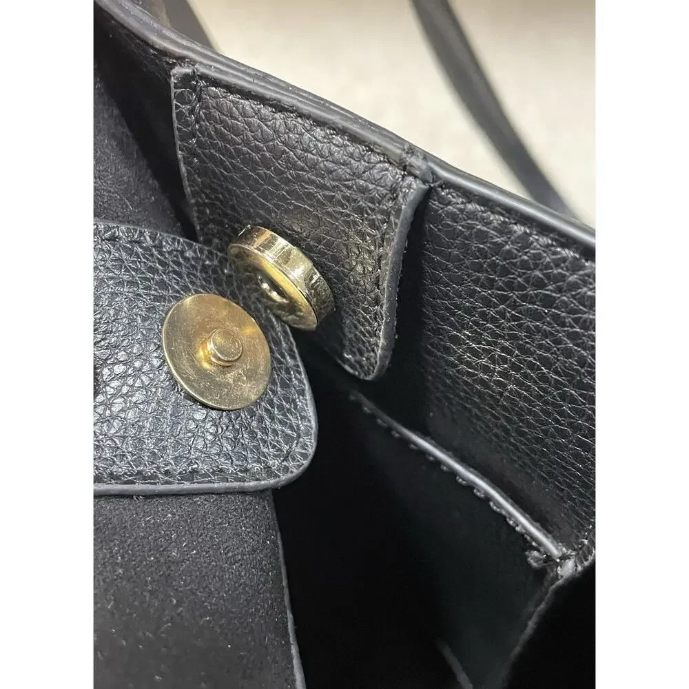 Steve Madden Black Leather Pebbled Tote + Matching Makeup Wristlet-Shoulder Bag